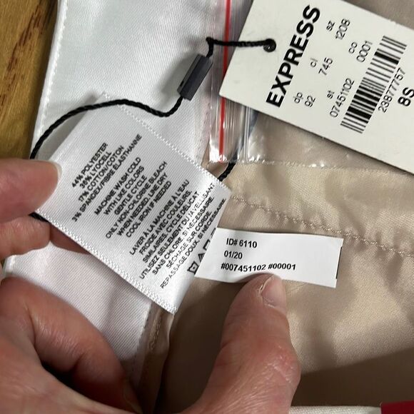 Express Stretchable Trousers Ankle High Rise Curvy White Women's Pants Size 8S N - Picture 16 of 16